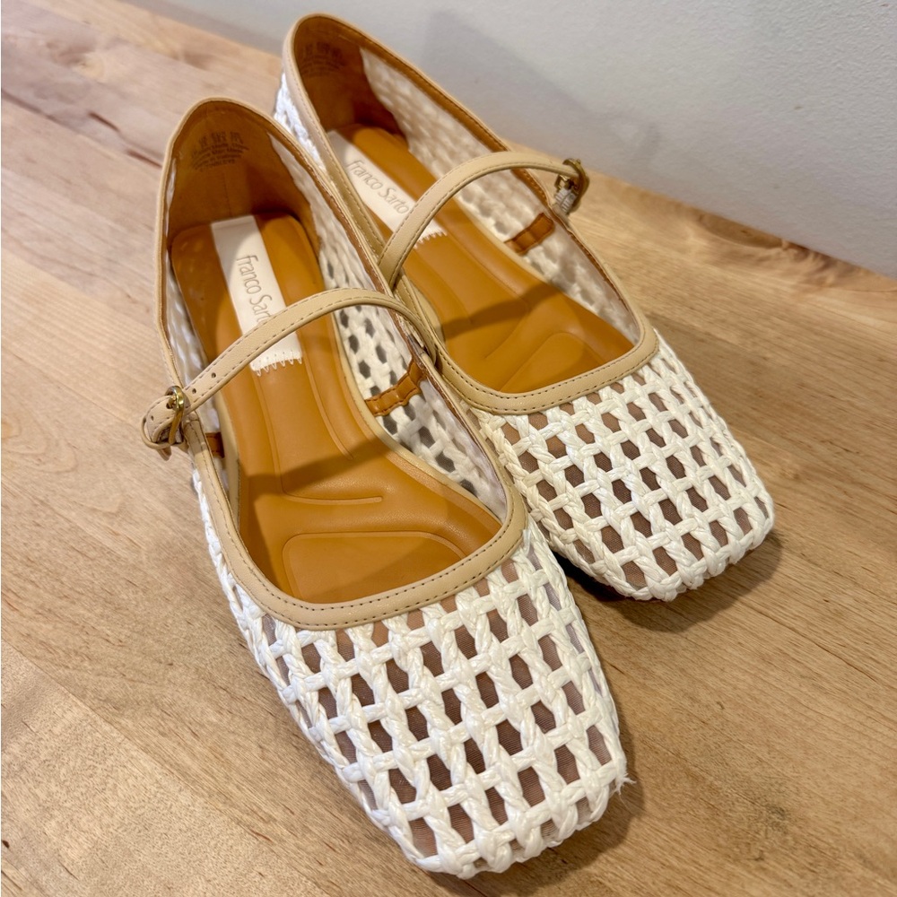 Franco Sarto Tinsley 2 woven white flats